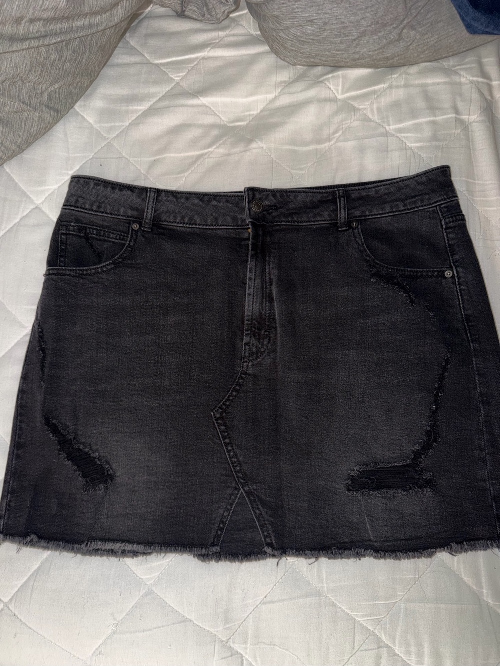 wild fable Black Distressed Denim Mini Skirt